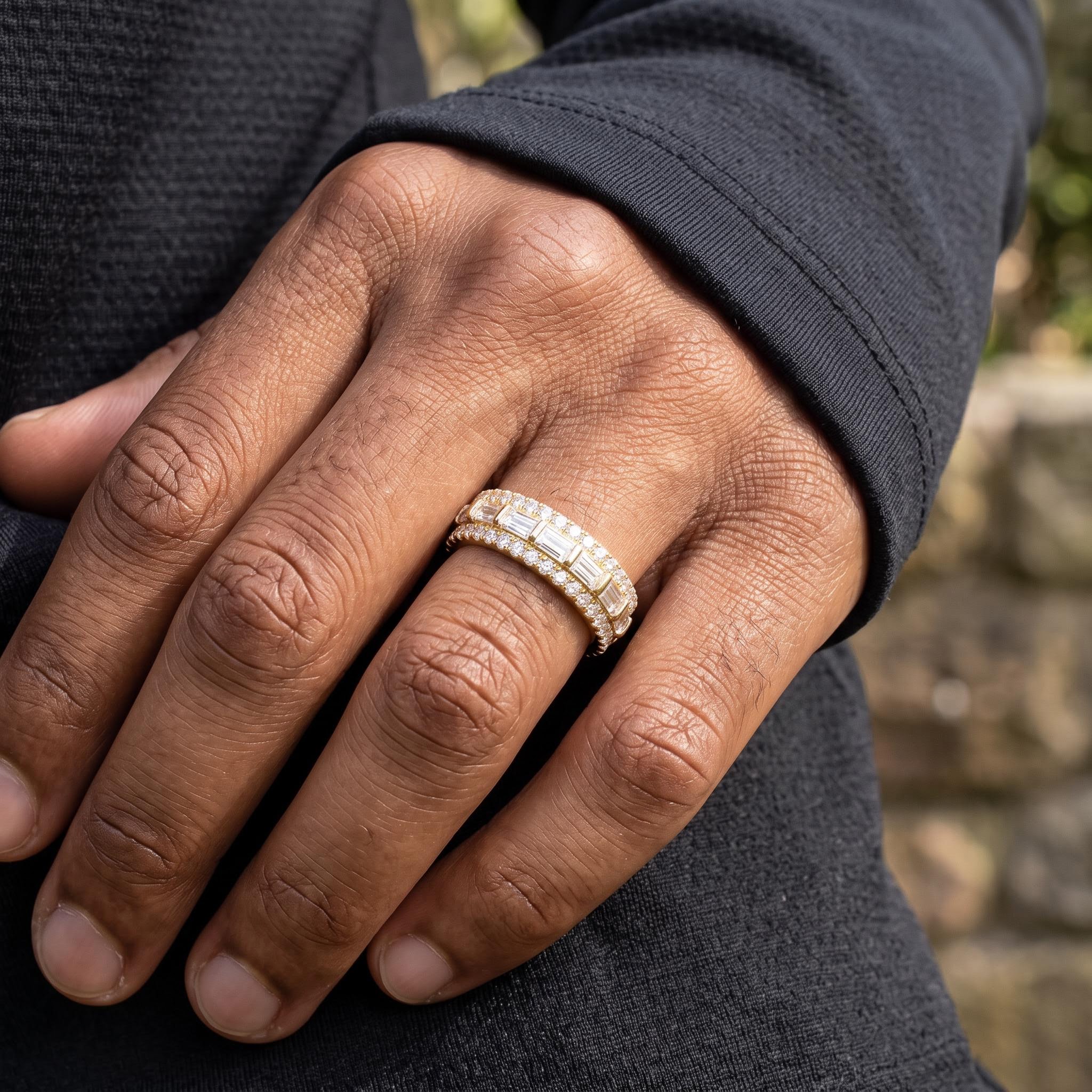 Iced Out Baguette-Cut Band Ring Iced Out Baguette-Cut Band Ring