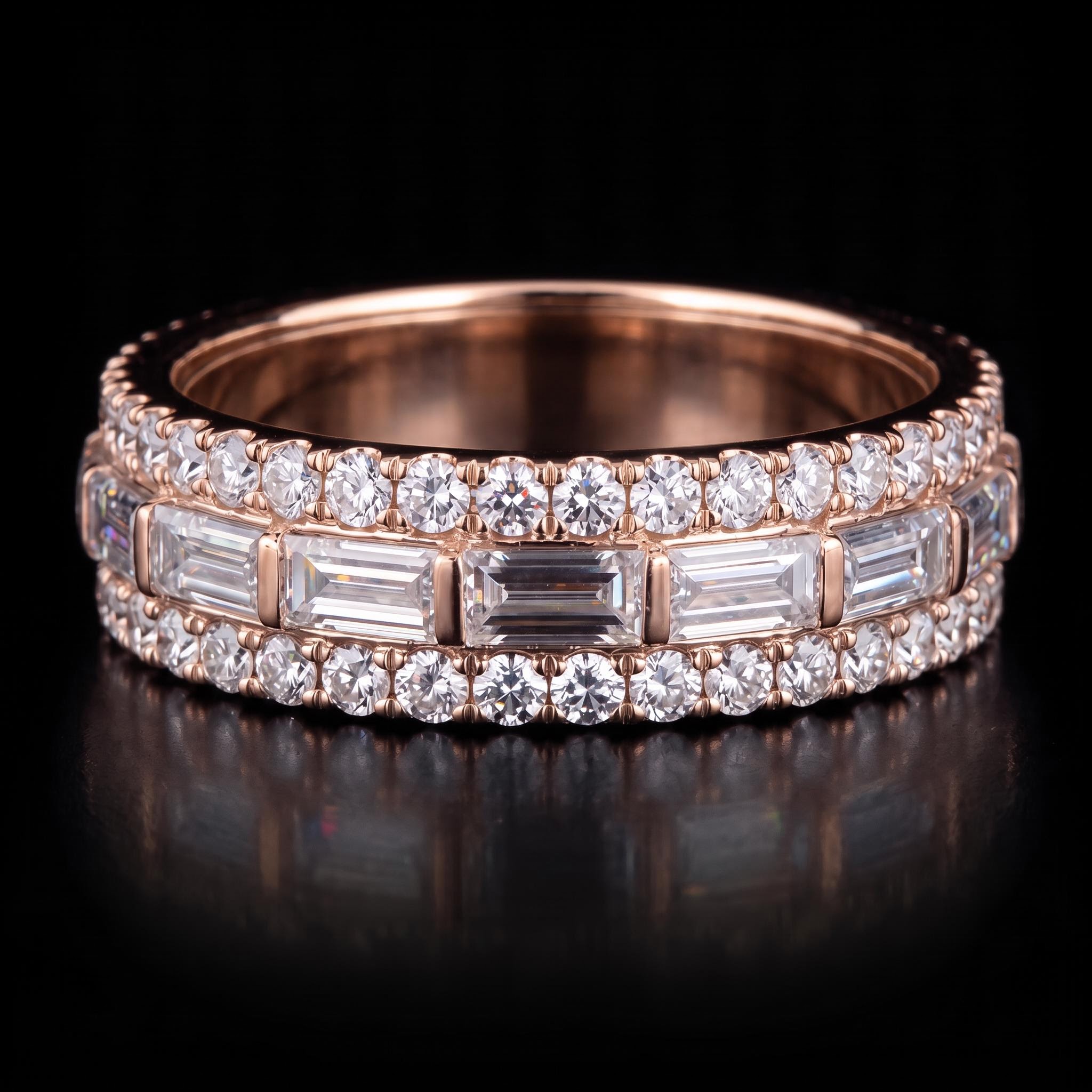 Iced Out Baguette-Cut Band Ring Iced Out Baguette-Cut Band Ring