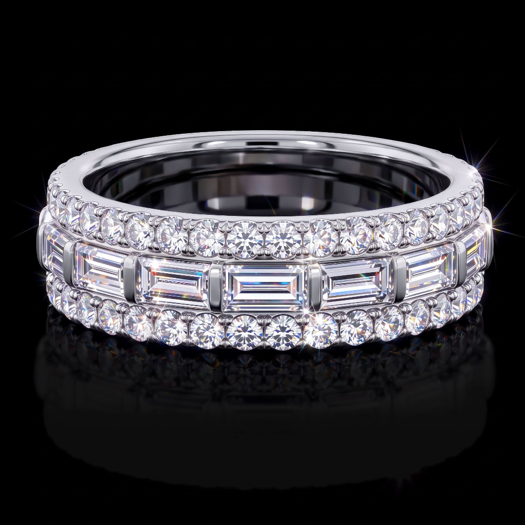 Iced Out Baguette-Cut Band Ring Iced Out Baguette-Cut Band Ring