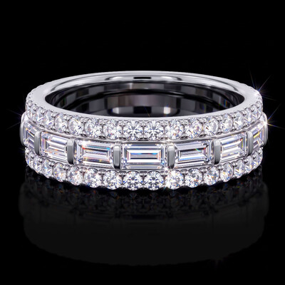 Iced Out Baguette-Cut Band Ring