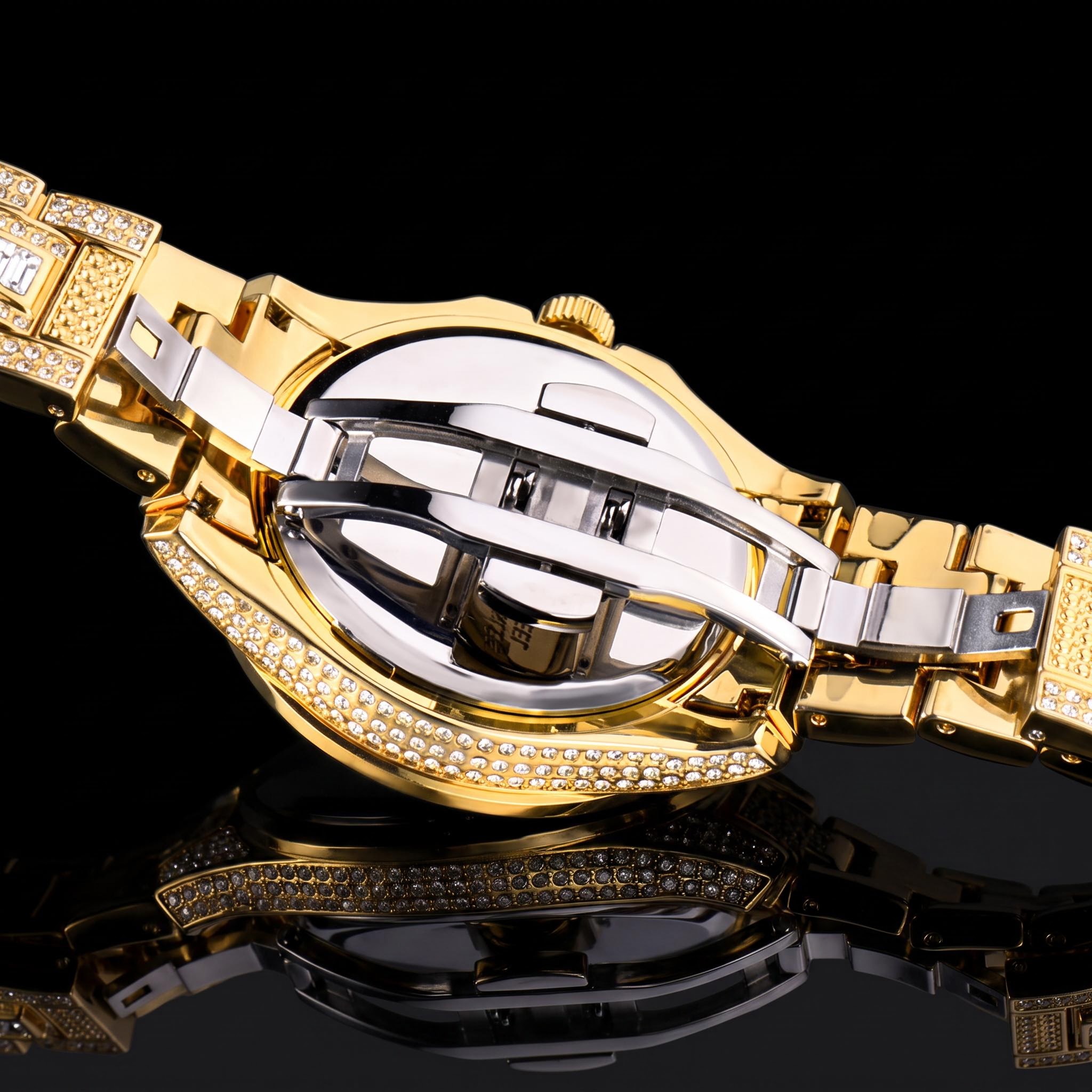Iced Out Roman Numeral Date Watch Iced Out Roman Numeral Date Watch