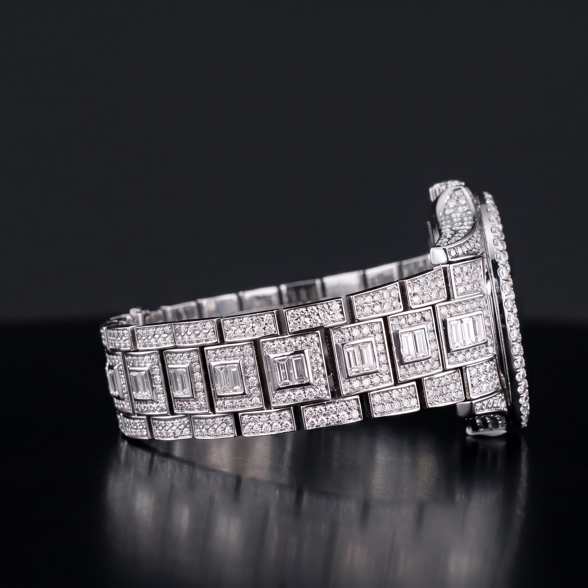 Iced Out Roman Numeral Date Watch Iced Out Roman Numeral Date Watch