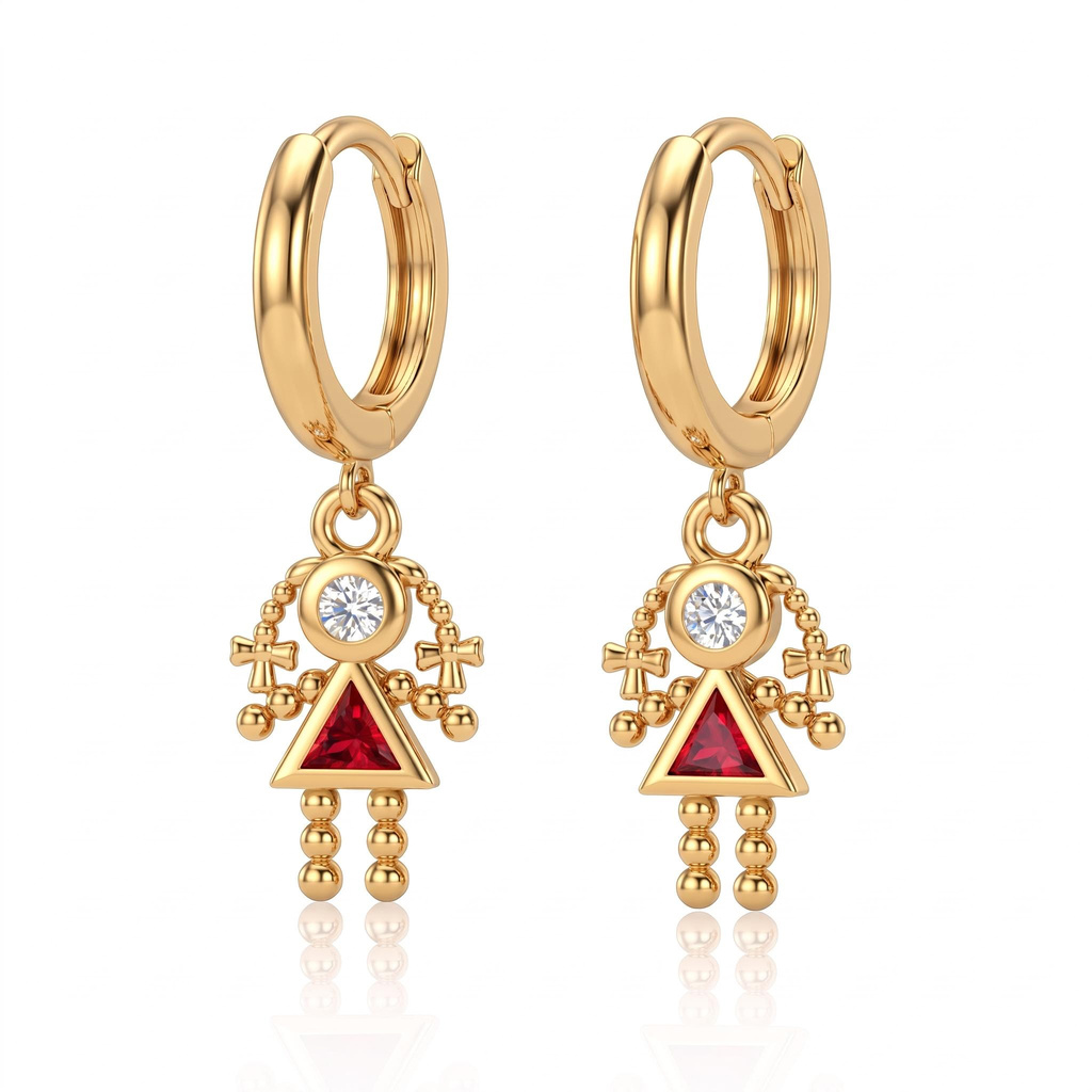 0.46 ct.tw. Birthstone Diamond Earrings for Little Girl with Braids 0.46 ct.tw. Birthstone Diamond Earrings for Little Girl with Braids