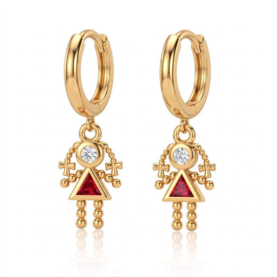 0.46 ct.tw. Birthstone Diamond Earrings for Little Girl with Braids