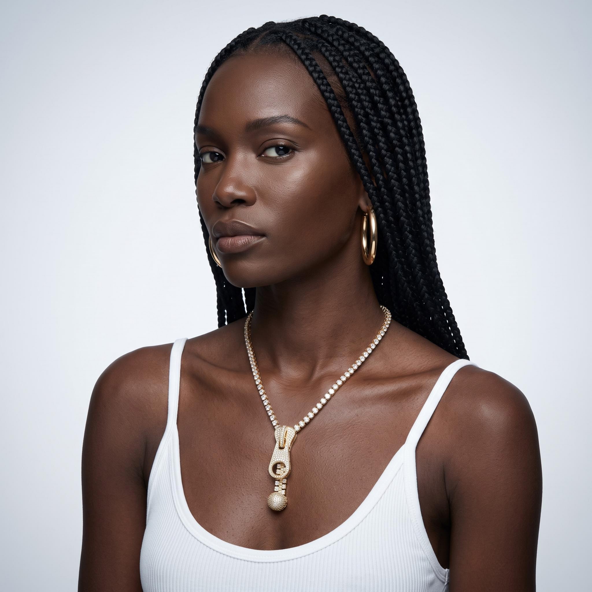 Full-diamond Clavicle Chain With Zipper Design Full-diamond Clavicle Chain With Zipper Design