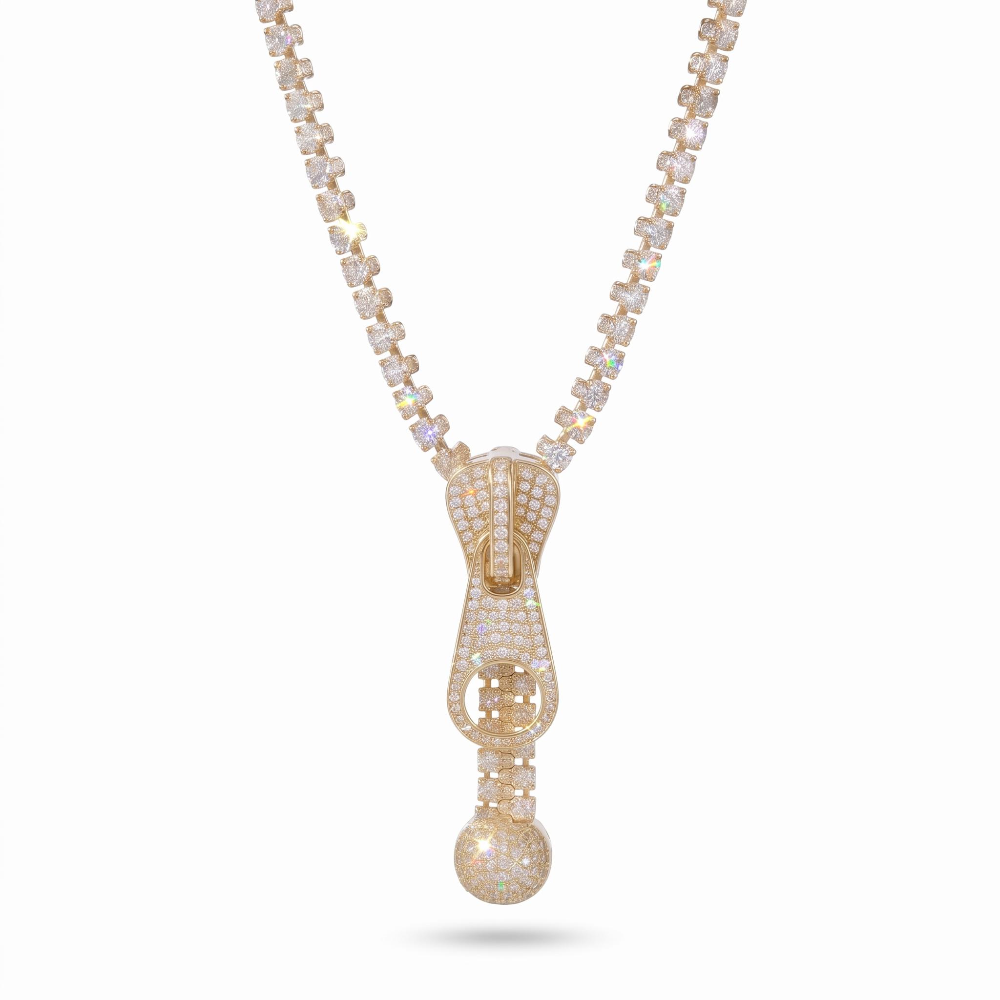 Full-diamond Clavicle Chain With Zipper Design Full-diamond Clavicle Chain With Zipper Design