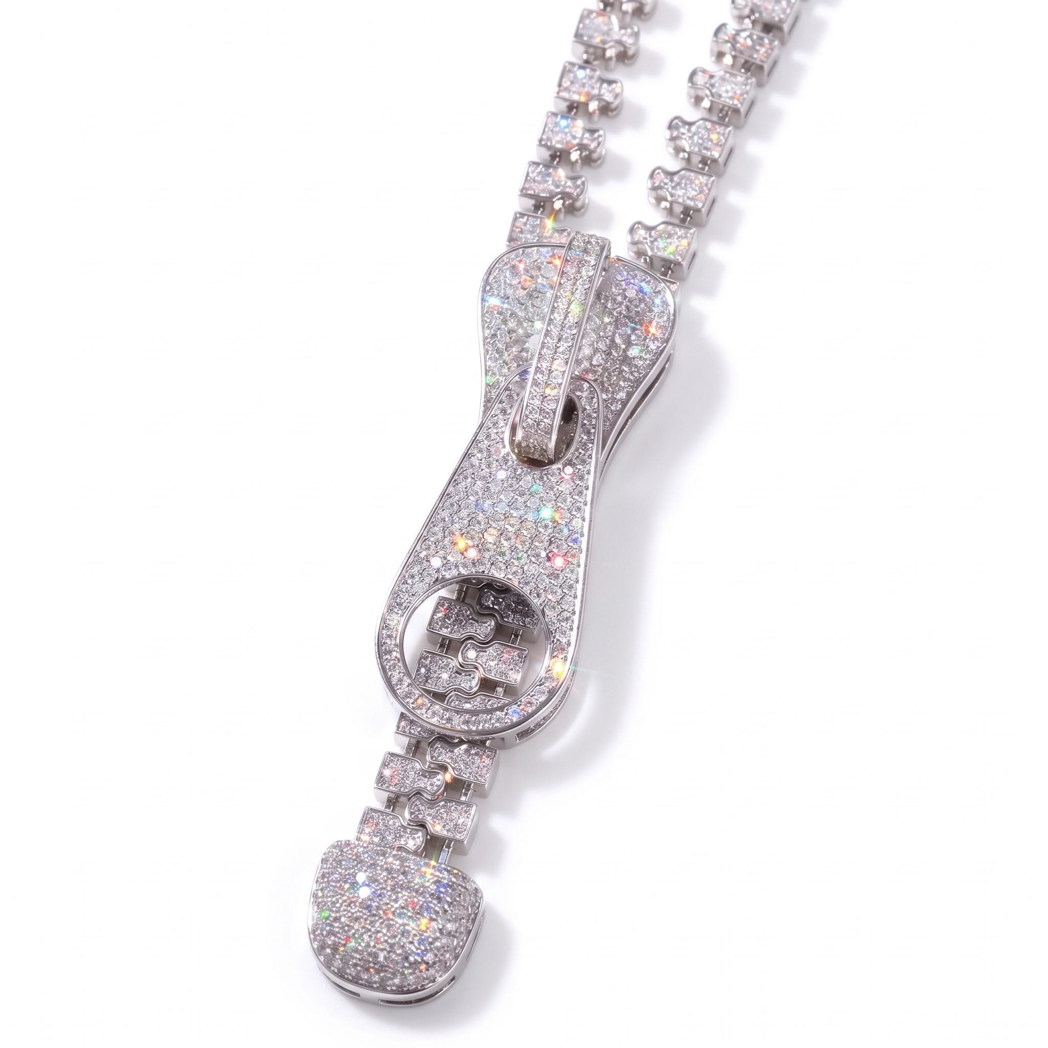 Full-diamond Clavicle Chain With Zipper Design Full-diamond Clavicle Chain With Zipper Design