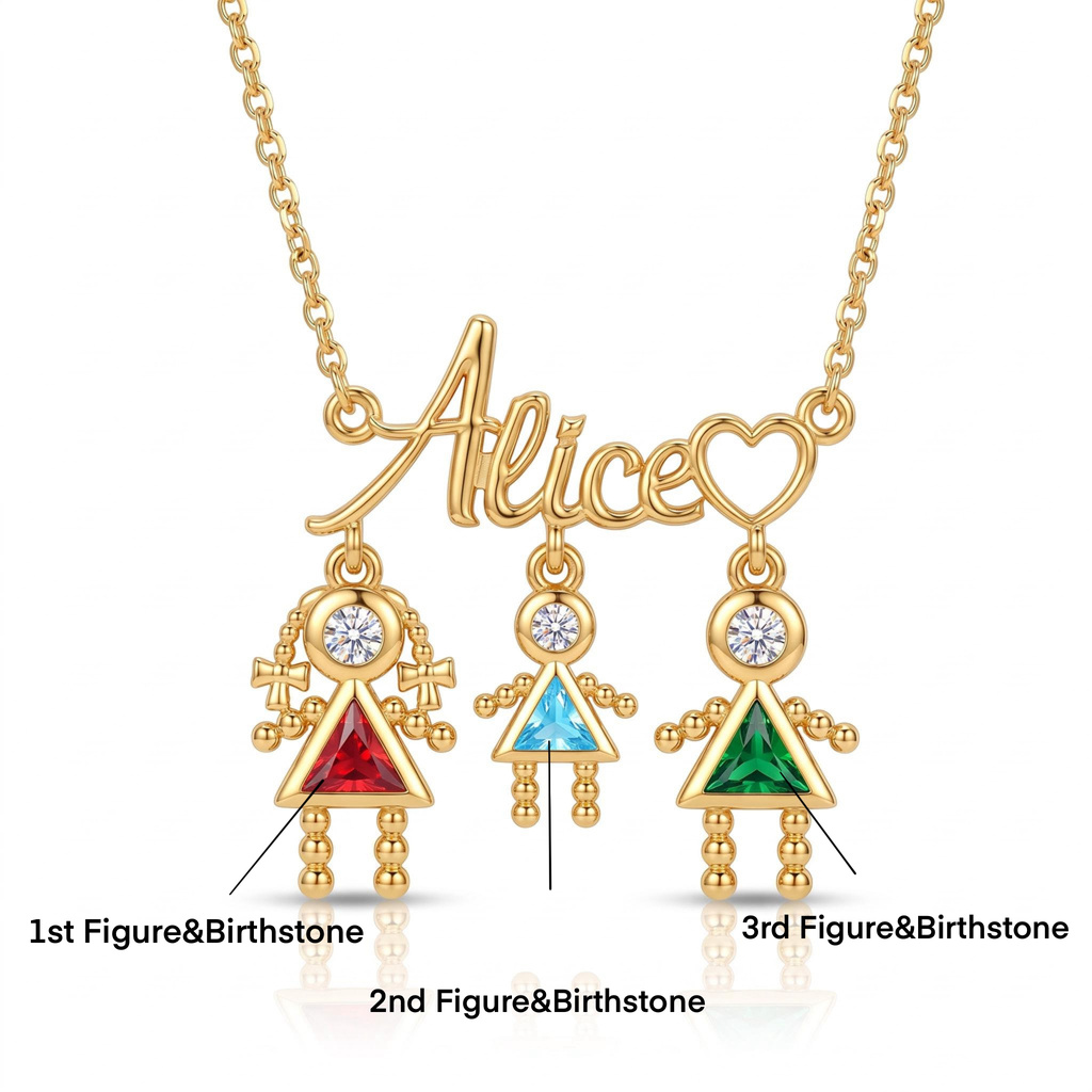 2 ct.tw. Customizable Name Braid Girl Bald Guy Birthstone Pendant Necklace 2 ct.tw. Customizable Name Braid Girl Bald Guy Birthstone Pendant Necklace