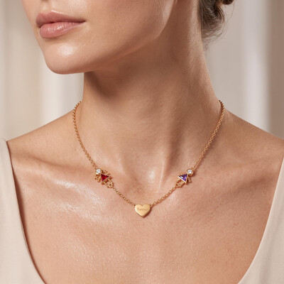 1.77 ct.tw. Customizable Name Braid Girl Bald Guy Birthstone Heart-shaped Necklace
