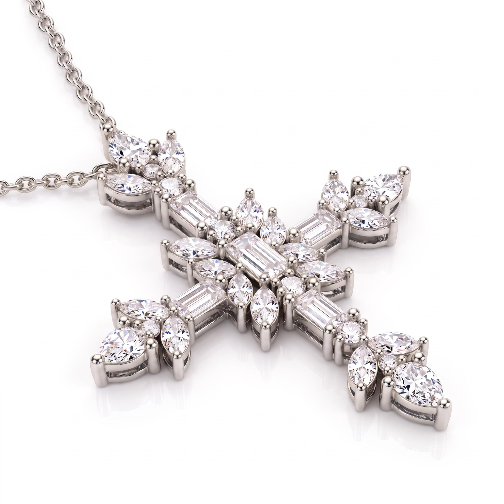 2.84 ct.tw. Mixed-Cut Sparkling Cross Pendant 2.84 ct.tw. Mixed-Cut Sparkling Cross Pendant