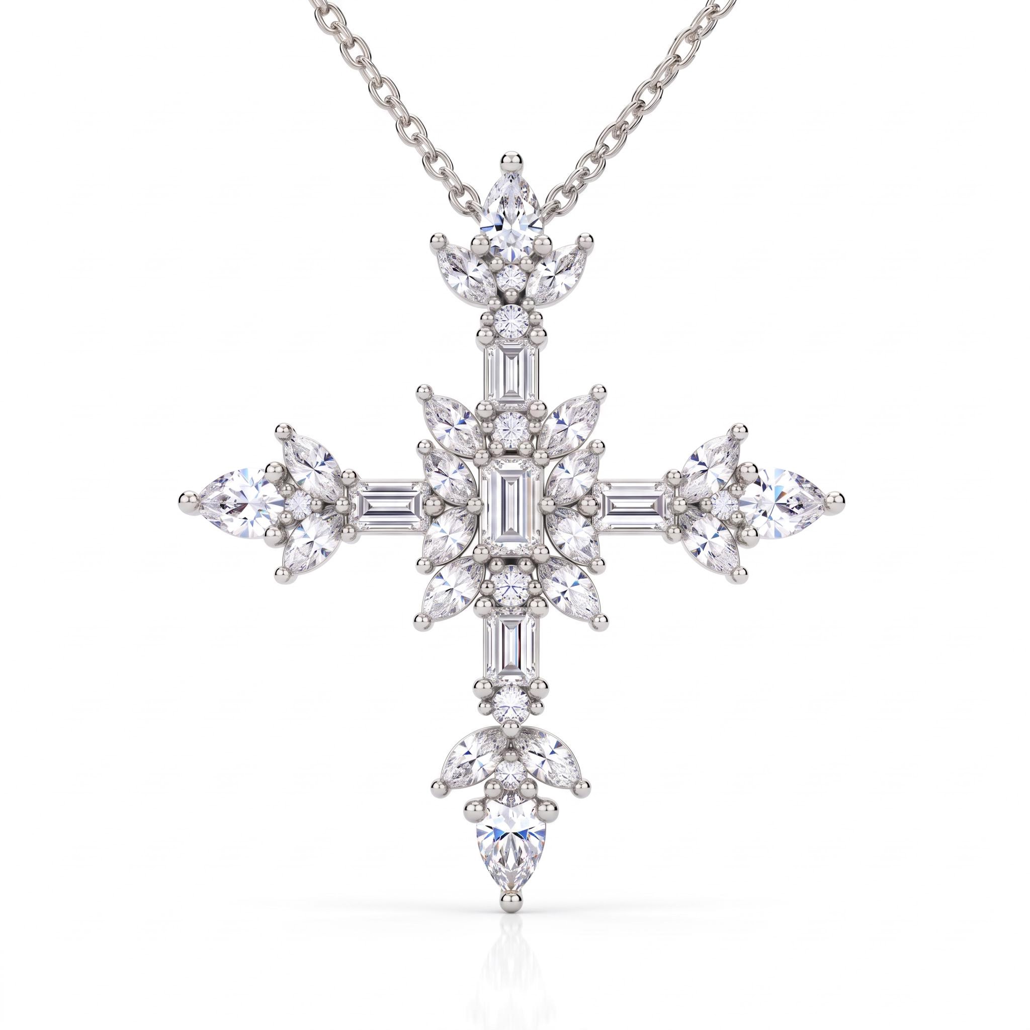 2.84 ct.tw. Mixed-Cut Sparkling Cross Pendant 2.84 ct.tw. Mixed-Cut Sparkling Cross Pendant