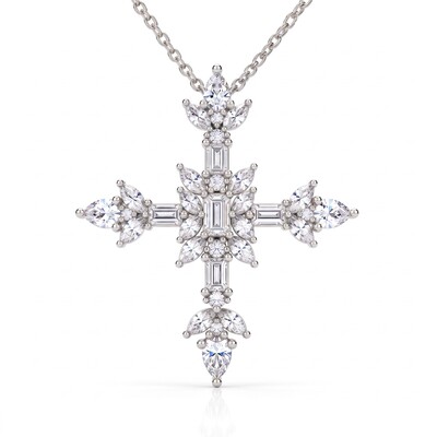 2.84 ct.tw. Mixed-Cut Sparkling Cross Pendant