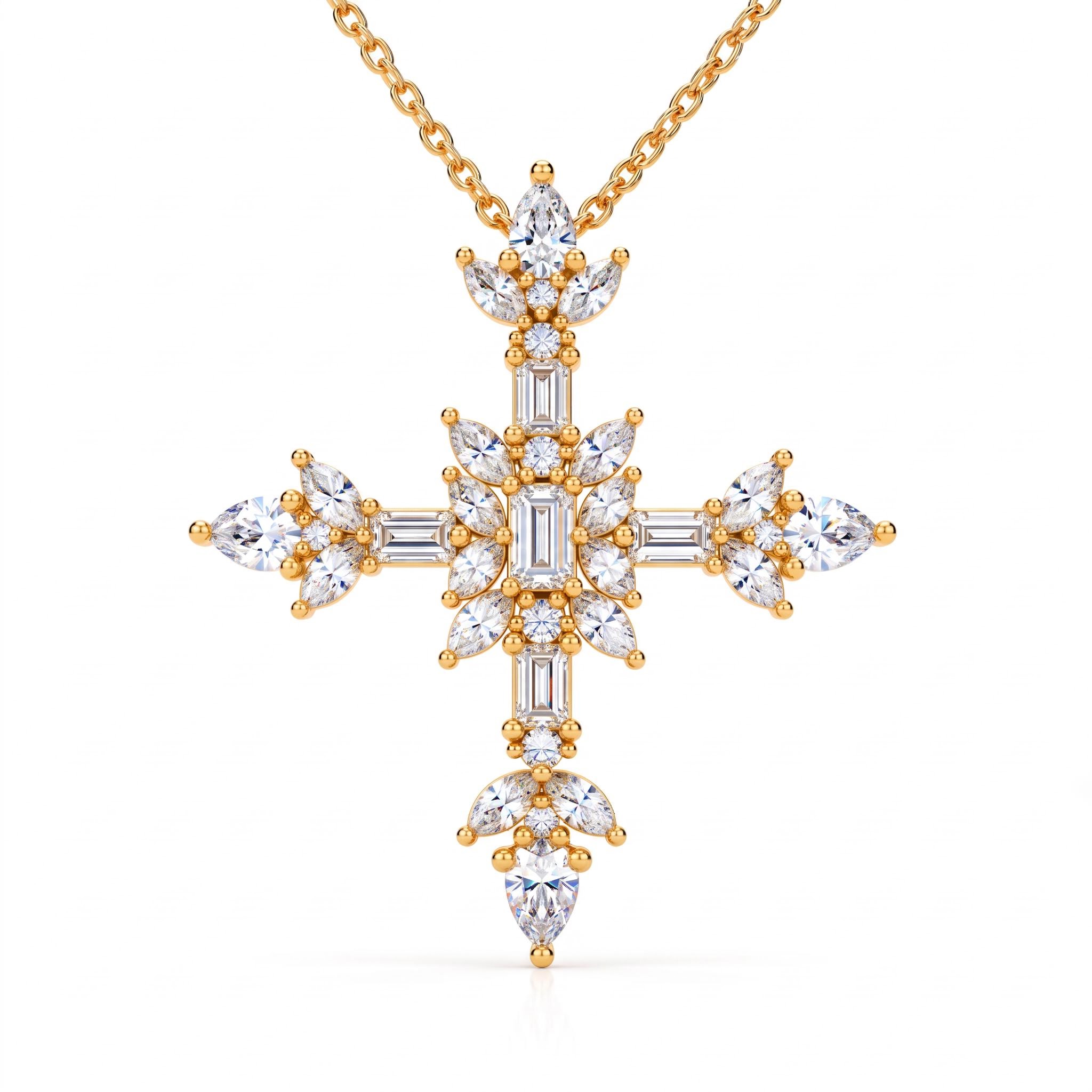 2.84 ct.tw. Mixed-Cut Sparkling Cross Pendant 2.84 ct.tw. Mixed-Cut Sparkling Cross Pendant