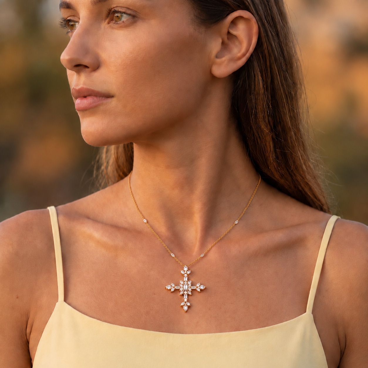 2.84 ct.tw. Mixed-Cut Sparkling Cross Pendant 2.84 ct.tw. Mixed-Cut Sparkling Cross Pendant