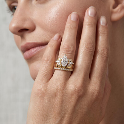 5.0 ct.tw. Marquise Cut 3-Piece Full Pave Stackable Bridal Ring Set