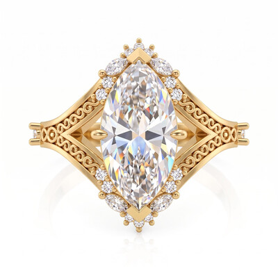 5.29 ct.tw. Vintage carved marquise-cut halo ring