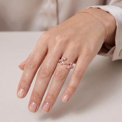 0.66 ct.tw. Personalized Name Pink Round & Pear Cut Ring