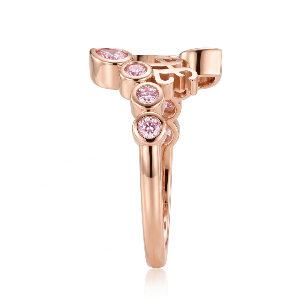 0.66 ct.tw. Personalized Name Pink Round & Pear Cut Ring 0.66 ct.tw. Personalized Name Pink Round & Pear Cut Ring