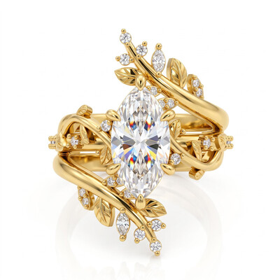 3.32 ct.tw. Nature-inspired Twisted Vine Marquise Wrap Ring Set