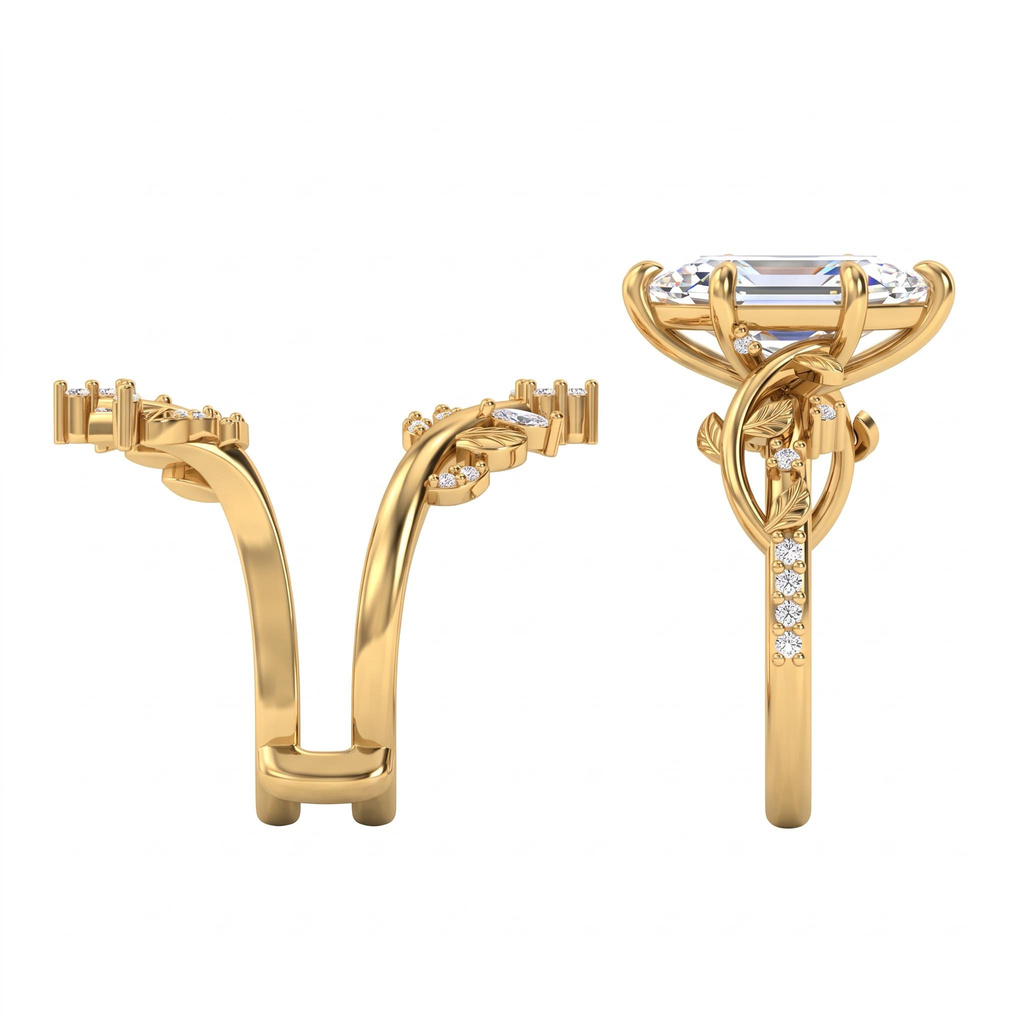 3.32 ct.tw. Nature-inspired Twisted Vine Marquise Wrap Ring Set