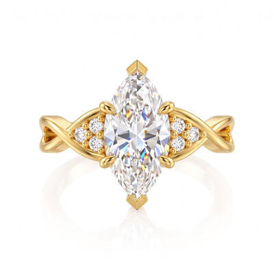 3.12 ct.tw. Twisted Shank Marquise Cut Statement Ring