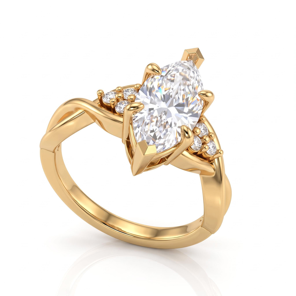 3.12 ct.tw. Twisted Shank Marquise Cut Statement Ring 3.12 ct.tw. Twisted Shank Marquise Cut Statement Ring
