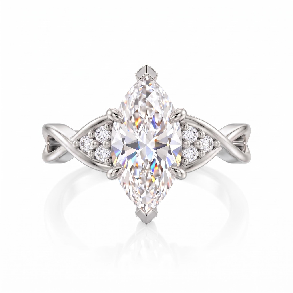 3.12 ct.tw. Twisted Shank Marquise Cut Statement Ring 3.12 ct.tw. Twisted Shank Marquise Cut Statement Ring