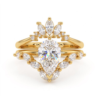 3.9 ct.tw. Pear-Cut Marquise Accent Ring Set