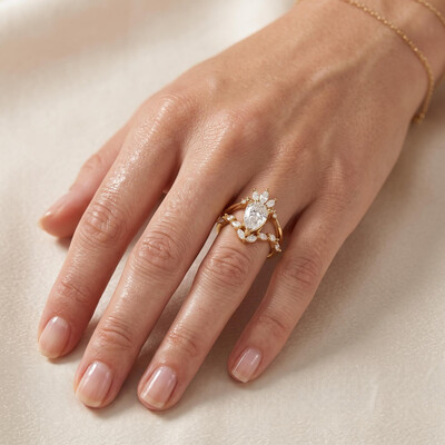 3.9 ct.tw. Pear-Cut Marquise Accent Ring Set