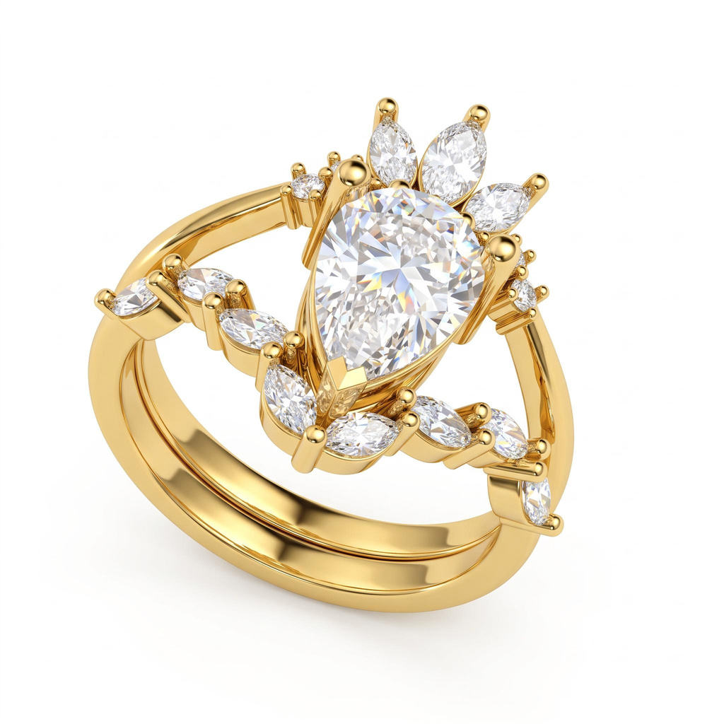 3.9 ct.tw. Pear-Cut Marquise Accent Ring Set 3.9 ct.tw. Pear-Cut Marquise Accent Ring Set