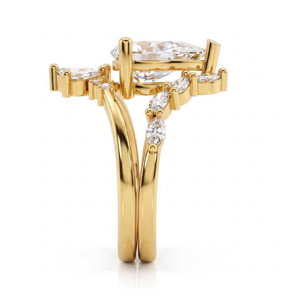 3.9 ct.tw. Pear-Cut Marquise Accent Ring Set 3.9 ct.tw. Pear-Cut Marquise Accent Ring Set