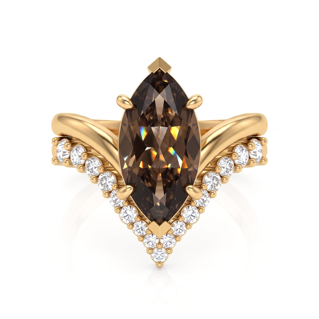 5.5 ct.tw. Coffee Chocolate Oval Cut Pave Ring Set 5.5 ct.tw. Coffee Chocolate Oval Cut Pave Ring Set