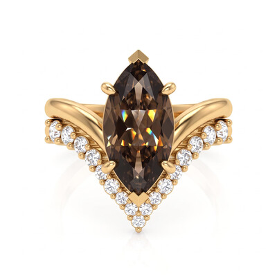 5.5 ct.tw. Coffee Chocolate Oval Cut Pave Ring Set