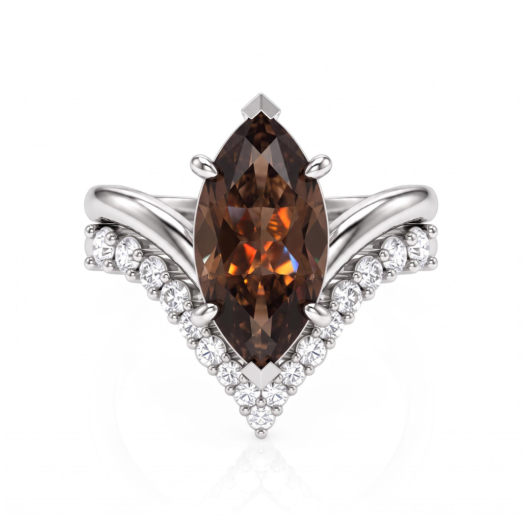 5.5 ct.tw. Coffee Chocolate Oval Cut Pave Ring Set 5.5 ct.tw. Coffee Chocolate Oval Cut Pave Ring Set