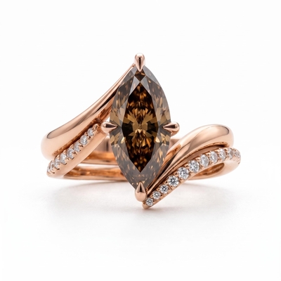 3.14 ct.tw.Marquise Cut Coffee Chocolate Stone Twisted Engagement Ring Set