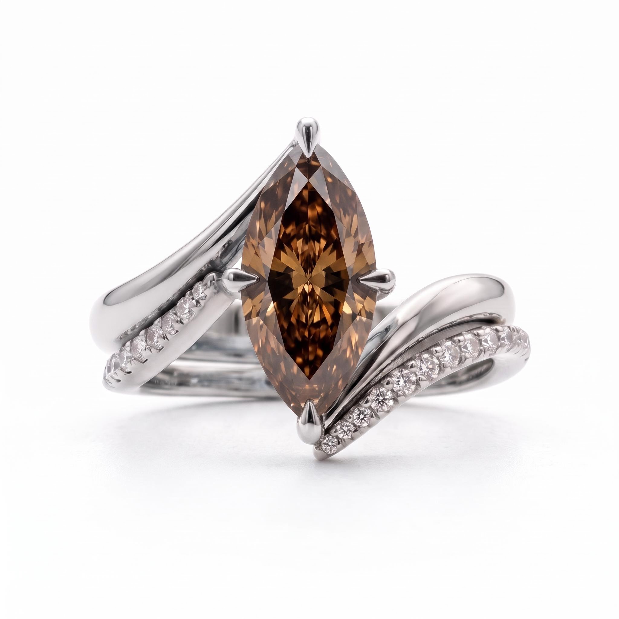 3.14 ct.tw.Marquise Cut Coffee Chocolate Stone Twisted Engagement Ring Set 3.14 ct.tw.Marquise Cut Coffee Chocolate Stone Twisted Engagement Ring Set