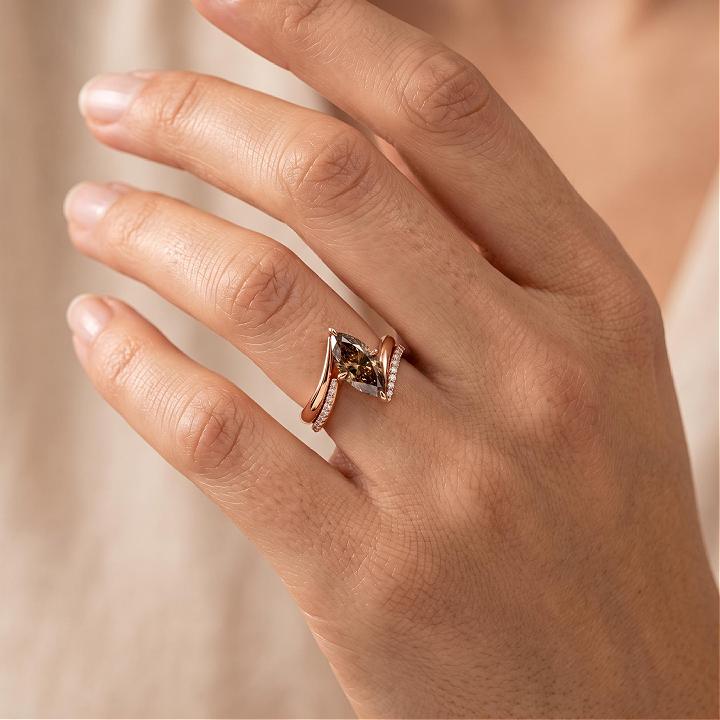 3.14 ct.tw.Marquise Cut Coffee Chocolate Stone Twisted Engagement Ring Set 3.14 ct.tw.Marquise Cut Coffee Chocolate Stone Twisted Engagement Ring Set