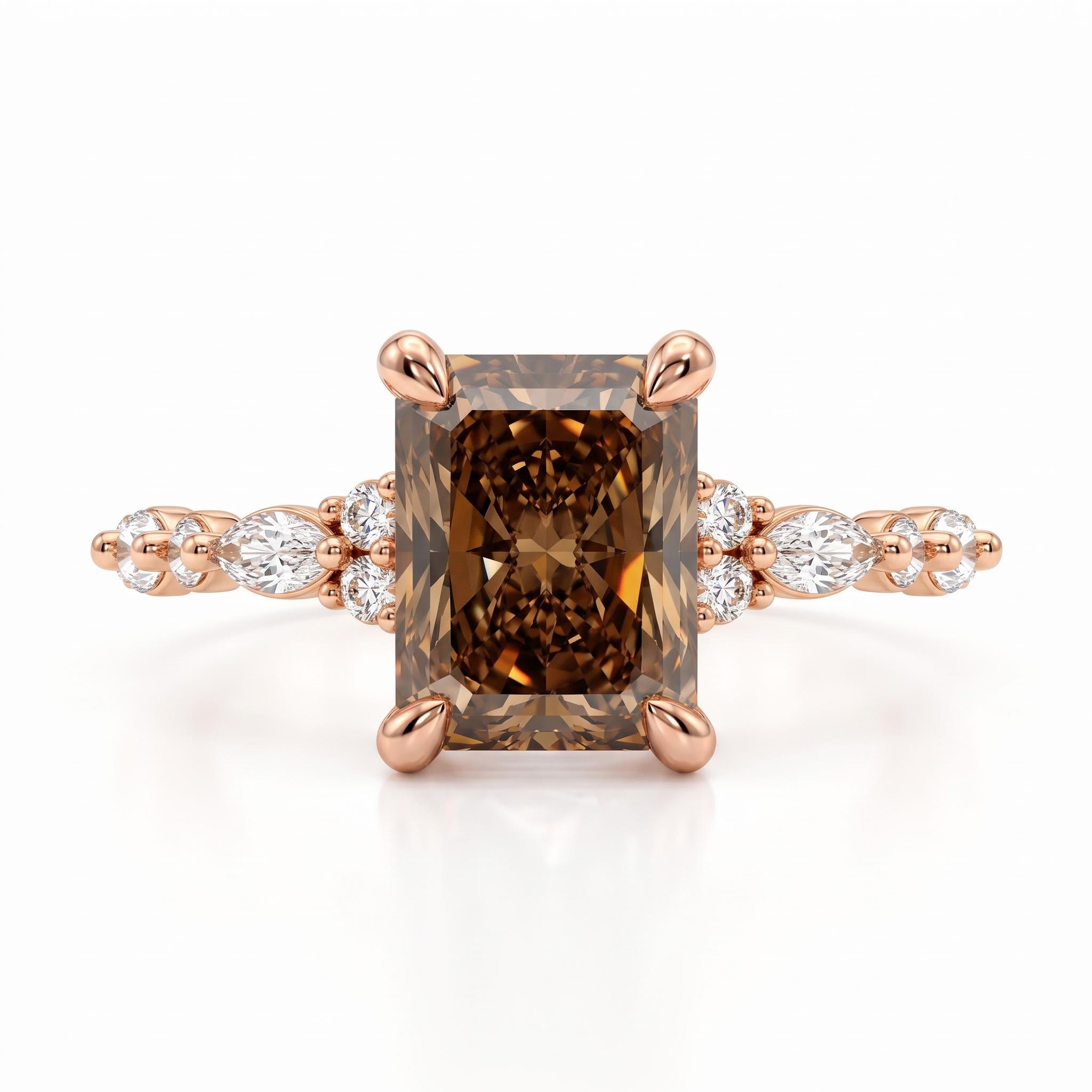 2.75 ct.tw. Coffee Chocolate Radiant-Cut Hidden Halo Engagement Ring 2.75 ct.tw. Coffee Chocolate Radiant-Cut Hidden Halo Engagement Ring