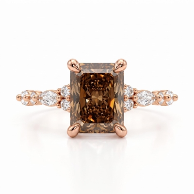 2.75 ct.tw. Coffee Chocolate Radiant-Cut Hidden Halo Engagement Ring