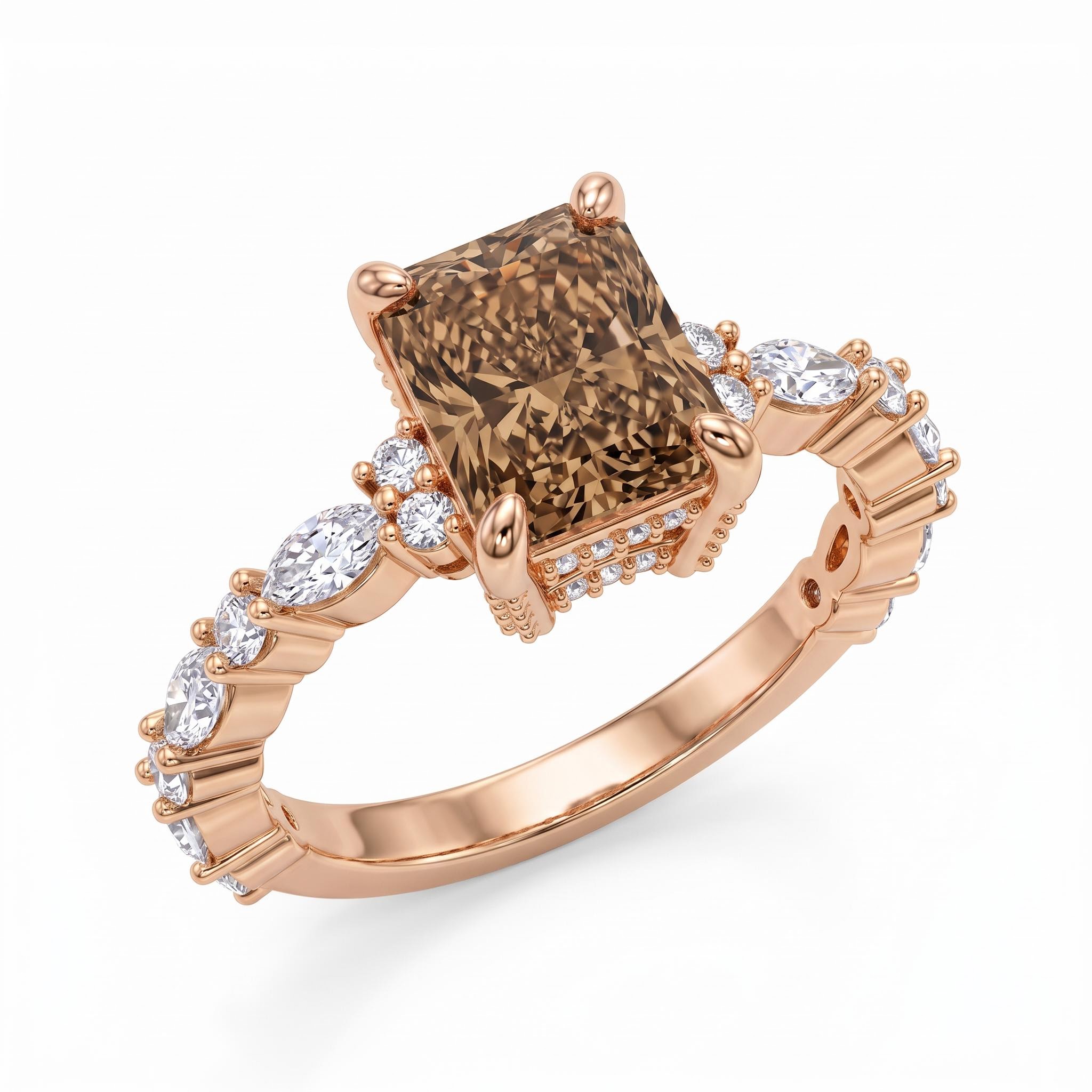 2.75 ct.tw. Coffee Chocolate Radiant-Cut Hidden Halo Engagement Ring 2.75 ct.tw. Coffee Chocolate Radiant-Cut Hidden Halo Engagement Ring