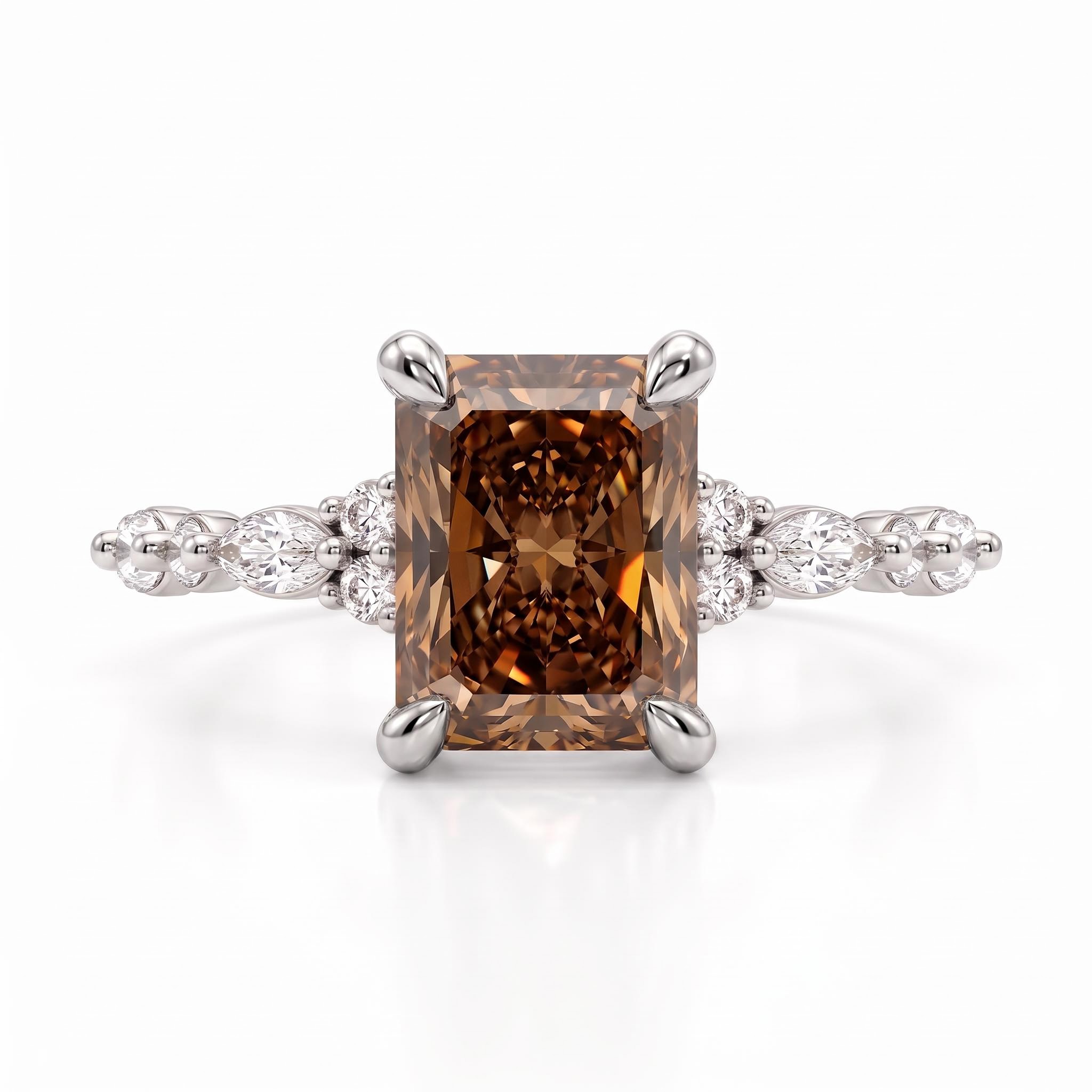 2.75 ct.tw. Coffee Chocolate Radiant-Cut Hidden Halo Engagement Ring 2.75 ct.tw. Coffee Chocolate Radiant-Cut Hidden Halo Engagement Ring