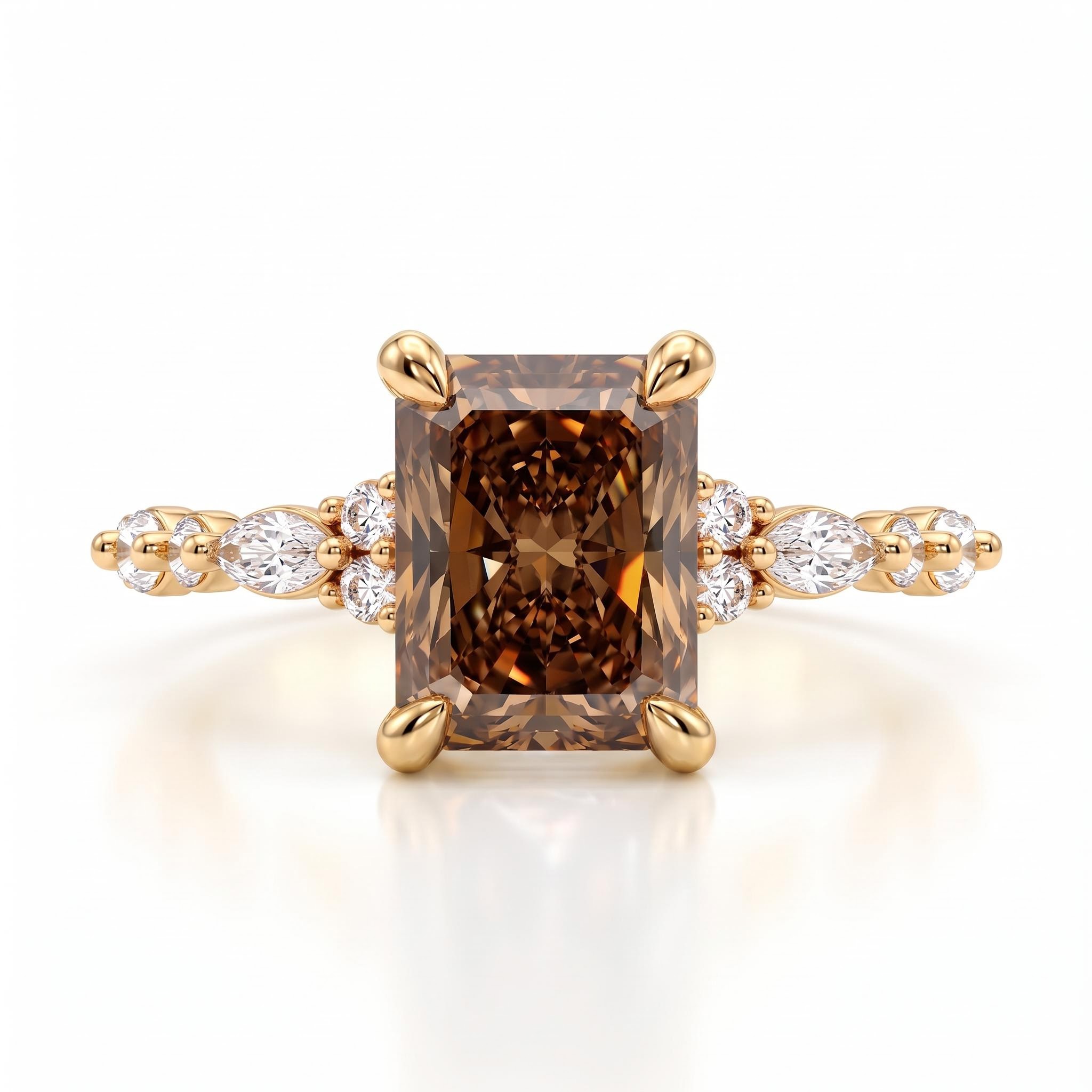 2.75 ct.tw. Coffee Chocolate Radiant-Cut Hidden Halo Engagement Ring 2.75 ct.tw. Coffee Chocolate Radiant-Cut Hidden Halo Engagement Ring