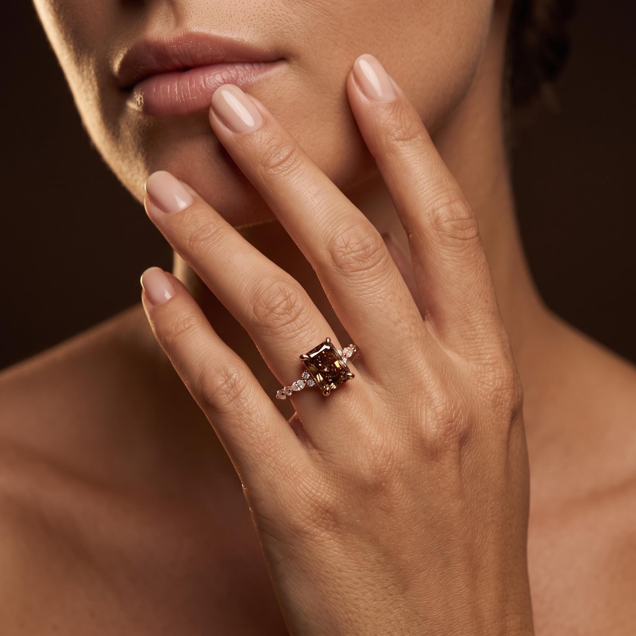 2.75 ct.tw. Coffee Chocolate Radiant-Cut Hidden Halo Engagement Ring 2.75 ct.tw. Coffee Chocolate Radiant-Cut Hidden Halo Engagement Ring
