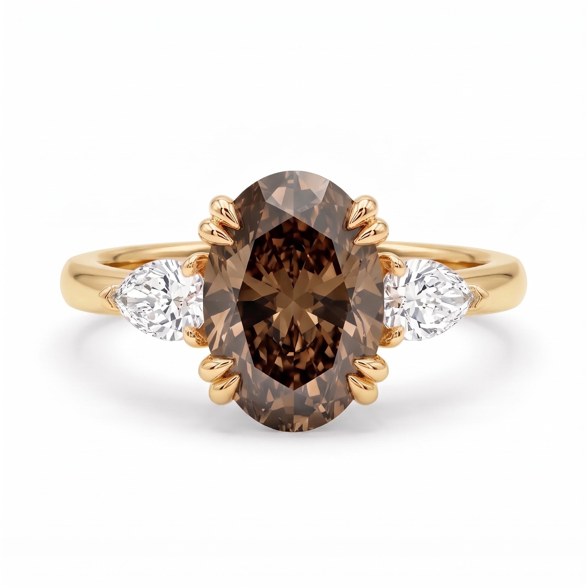 5.48 ct.tw. Oval Cut Coffee Chocolate Stone Three Stone Engagement Ring 5.48 ct.tw. Oval Cut Coffee Chocolate Stone Three Stone Engagement Ring