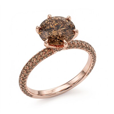 7.25 ct.tw. Coffee Chocolate Stone Round Cut 6-Claw Halo Engagement Ring