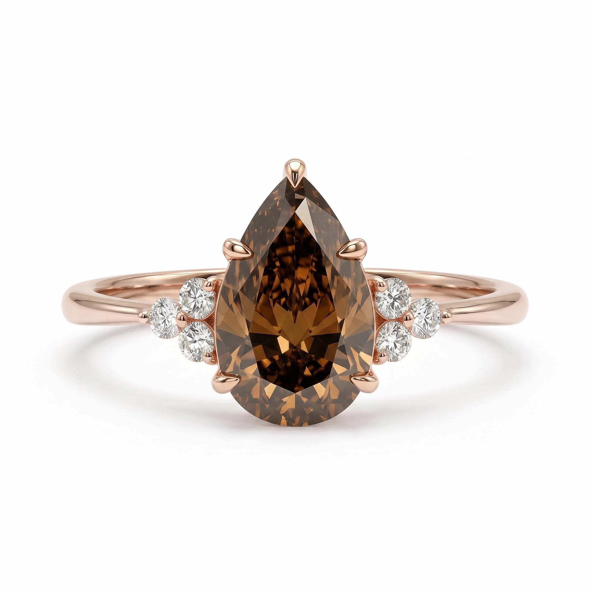 2.15 ct.tw. Coffee Chocolate Stone Pear & Round Cut Engagement Ring 2.15 ct.tw. Coffee Chocolate Stone Pear & Round Cut Engagement Ring