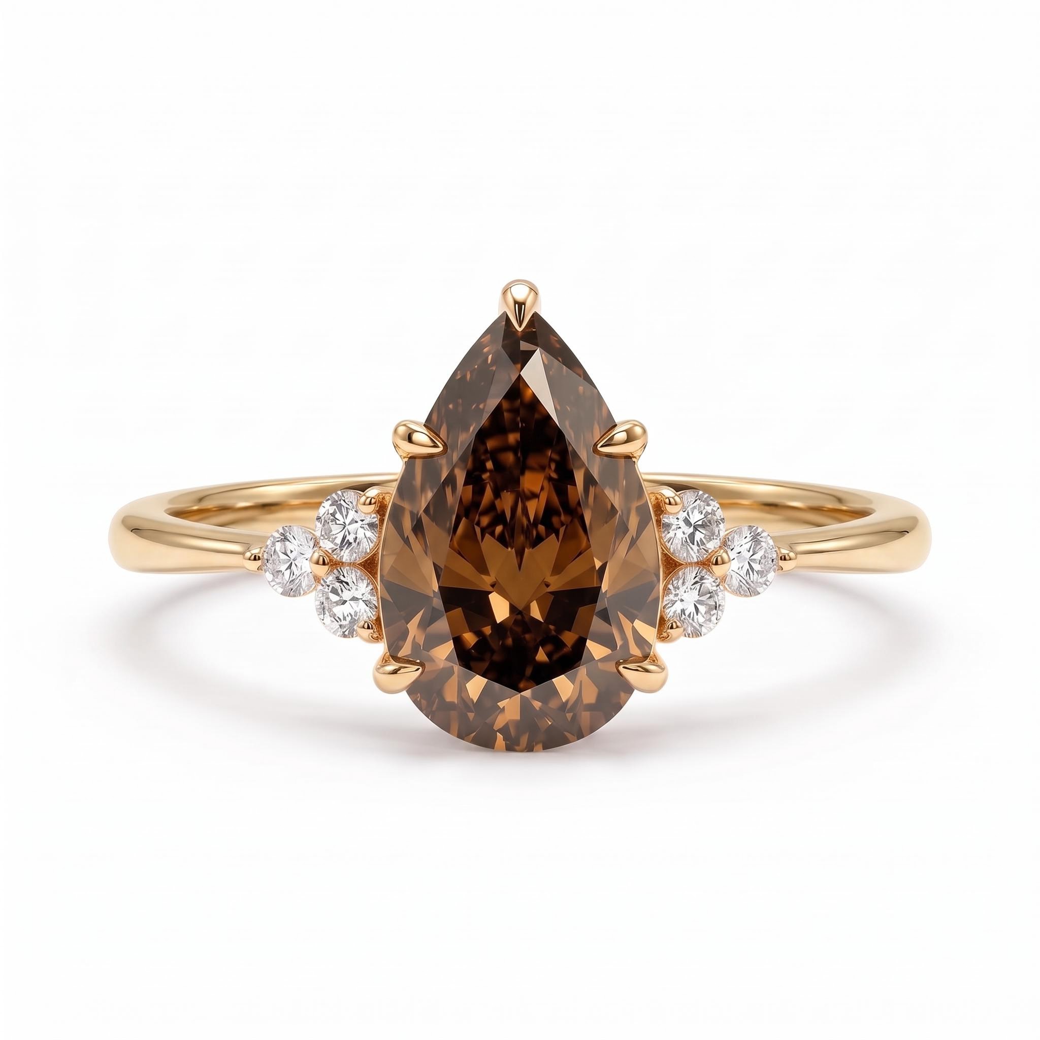 2.15 ct.tw. Coffee Chocolate Stone Pear & Round Cut Engagement Ring 2.15 ct.tw. Coffee Chocolate Stone Pear & Round Cut Engagement Ring