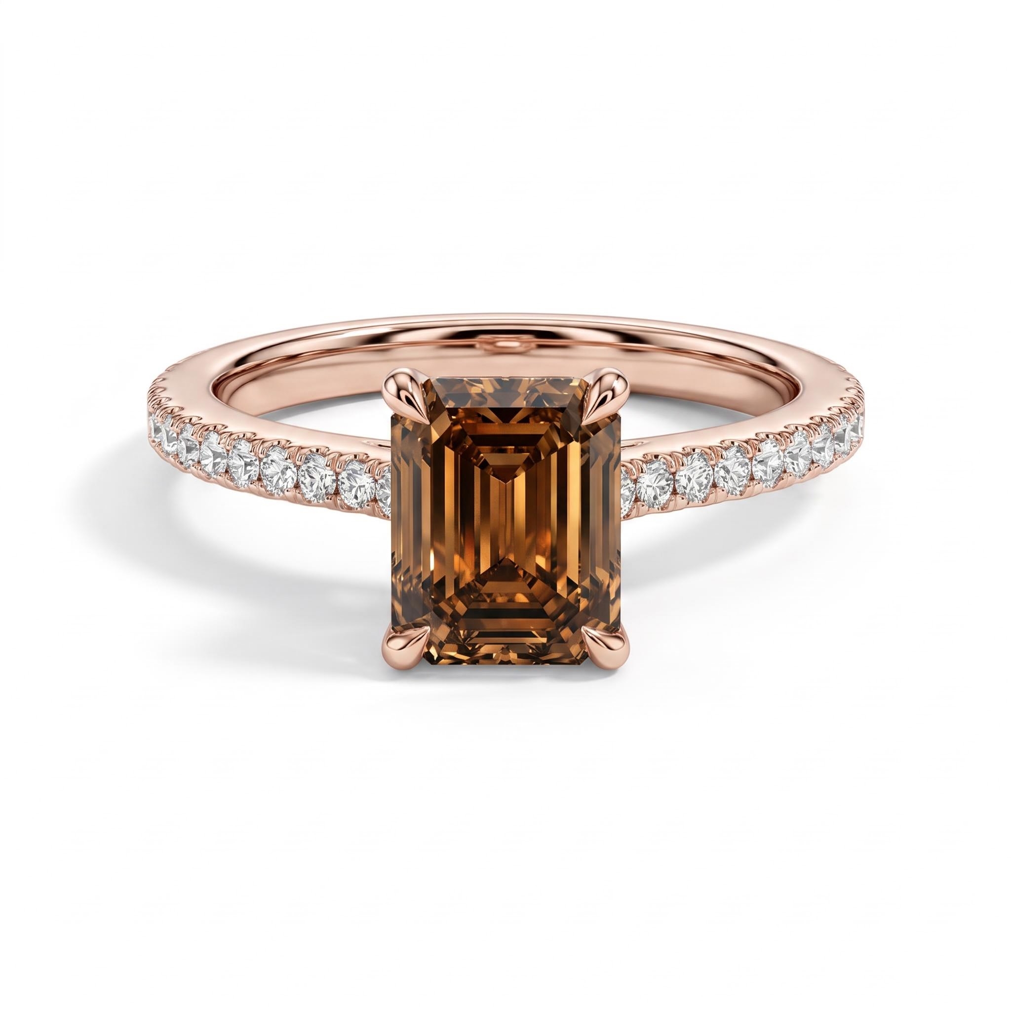 2.99 ct.tw. Coffee Chocolate Stone Emerald Cut Engagement Ring 2.99 ct.tw. Coffee Chocolate Stone Emerald Cut Engagement Ring