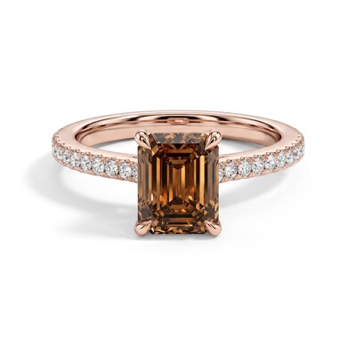 2.99 ct.tw. Coffee Chocolate Stone Emerald Cut Engagement Ring