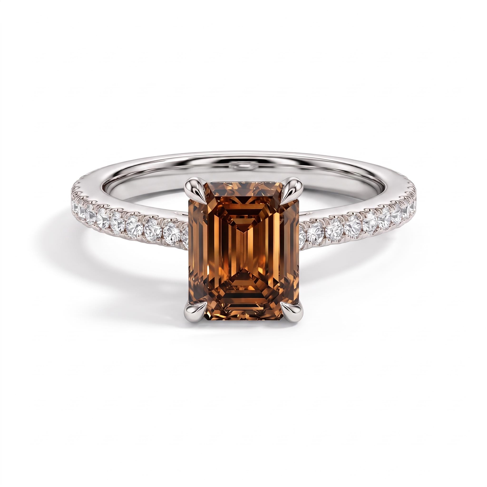 2.99 ct.tw. Coffee Chocolate Stone Emerald Cut Engagement Ring 2.99 ct.tw. Coffee Chocolate Stone Emerald Cut Engagement Ring